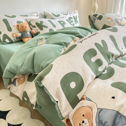 uego de Sábanas NNEDSZ Sleepwalker de Algodón Cepillado Grueso 4 Piezas