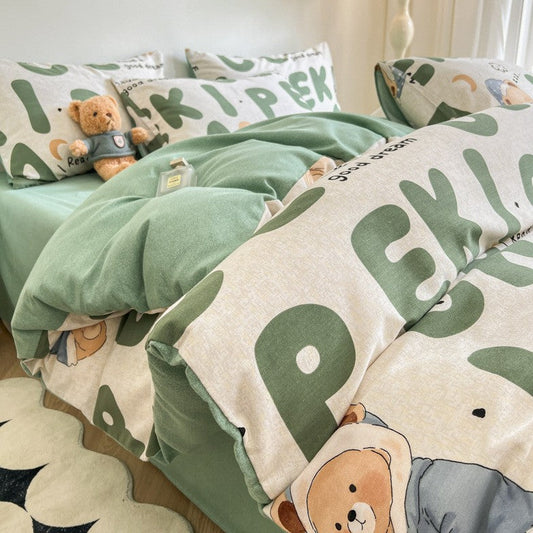 uego de Sábanas NNEDSZ Sleepwalker de Algodón Cepillado Grueso 4 Piezas