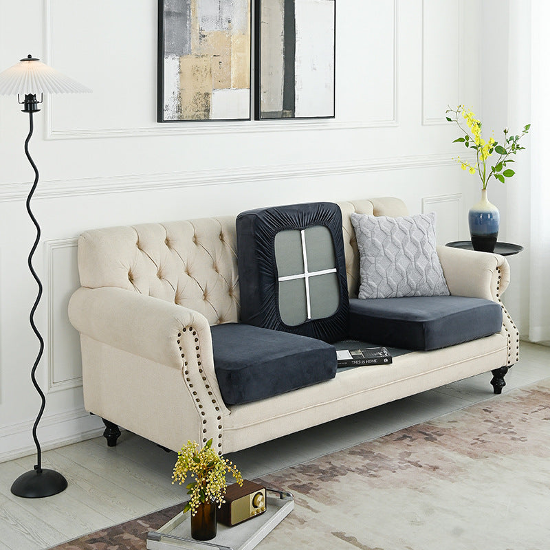 NNEDSZ 2 Pcs Dark Grey Elegant Polyester Sofa Cover - Full Protection Against Cat Scratches & Wear-0
