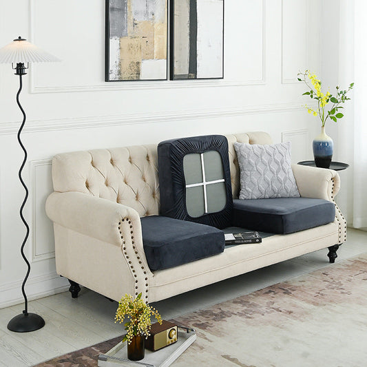 NNEDSZ 2 Pcs Dark Grey Elegant Polyester Sofa Cover - Full Protection Against Cat Scratches & Wear-0