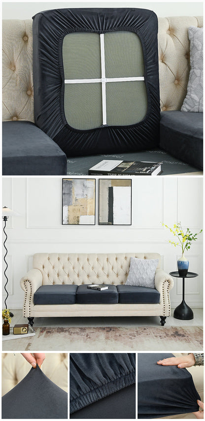 NNEDSZ 2 Pcs Dark Grey Elegant Polyester Sofa Cover - Full Protection Against Cat Scratches & Wear-1