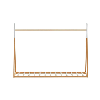 NNEDSZ Artiss Bed Frame Wooden Kids House Single Frame Oak ENID-2