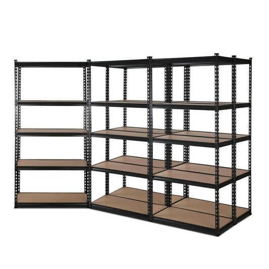 NNEDSZ 5x1.8M 5-Shelves Steel Shelving Racking Garage Storage Rack Black-0