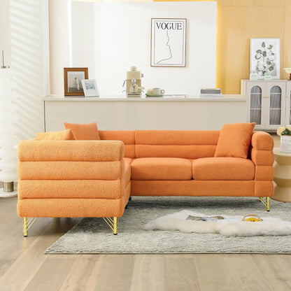 Orange Oversized Corner Sofa 5 Seat Teddy Couch-0