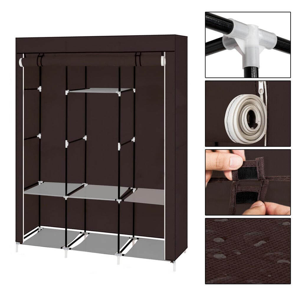 Mobilní šatní skříň ve velikosti 130x45x170 cm - hnědá-1