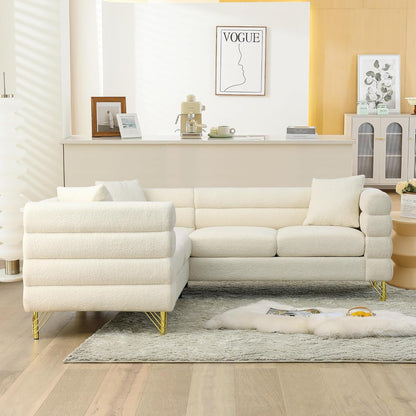 Oversized White Corner Sofa 5 Seater Teddy Couch-1