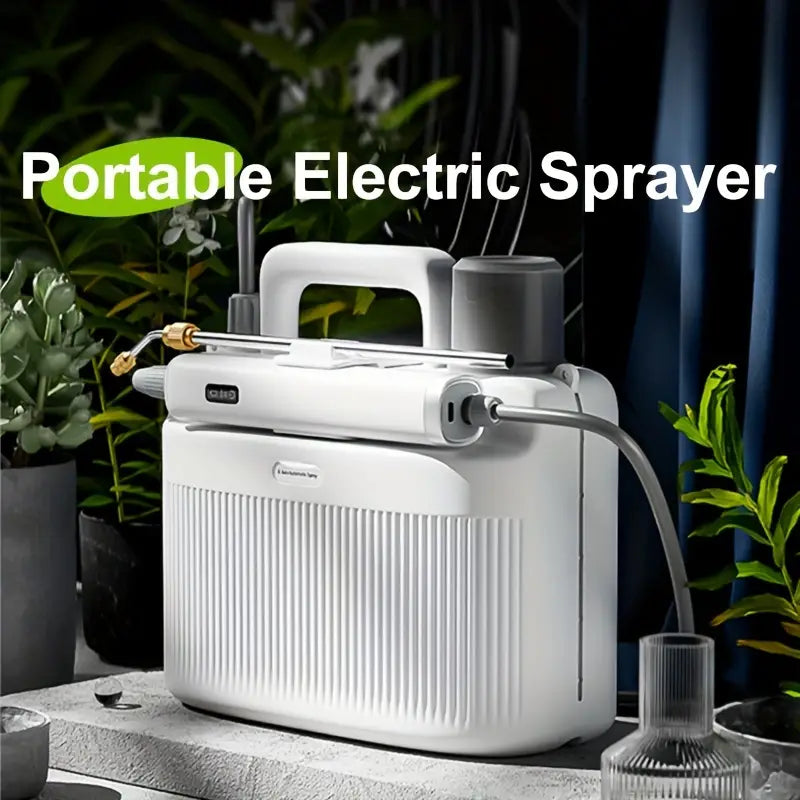 NNETM Portable Electric Sprayer with Adjustable Brass Nozzle - 5L/33.82oz Capacity, White-1