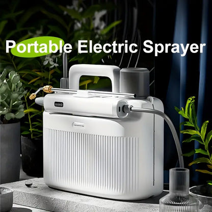 NNETM Portable Electric Sprayer with Adjustable Brass Nozzle - 5L/33.82oz Capacity, White-1
