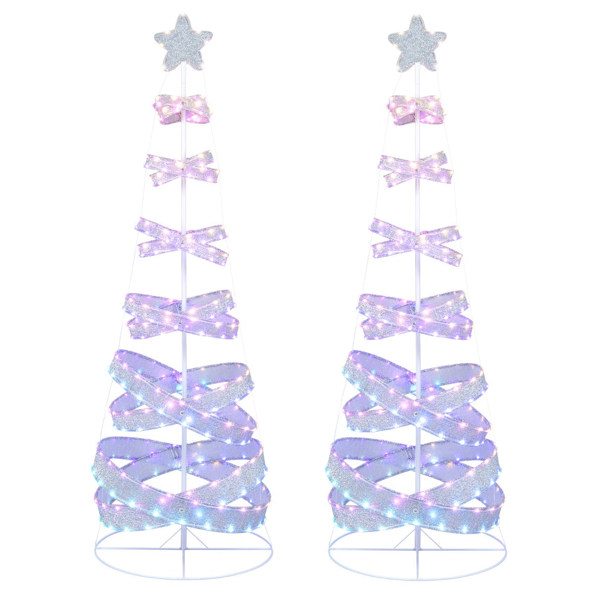 NNECW 210 cm Outdoor Spiral Christmas Tree with 341 LED Lights for Party/Home Decoration-2 pieces-1