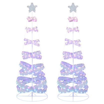 NNECW 210 cm Outdoor Spiral Christmas Tree with 341 LED Lights for Party/Home Decoration-2 pieces-1