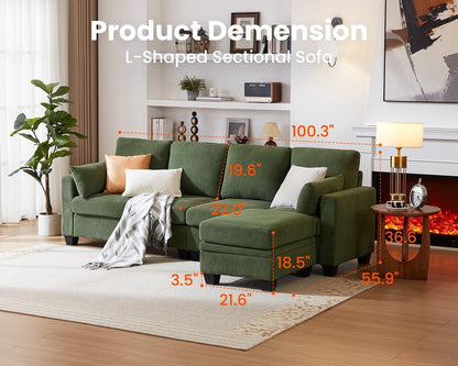 Corduroy Modular L Shaped Couch with Storage Ottoman-2