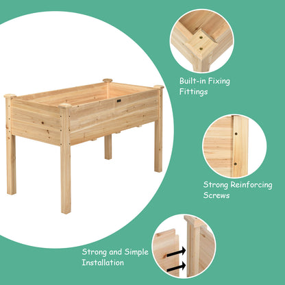 Jardinera Elevada de Madera de Abeto Natural | Huerto Urbano de 125 cm para Terraza y Jardín – NNECW