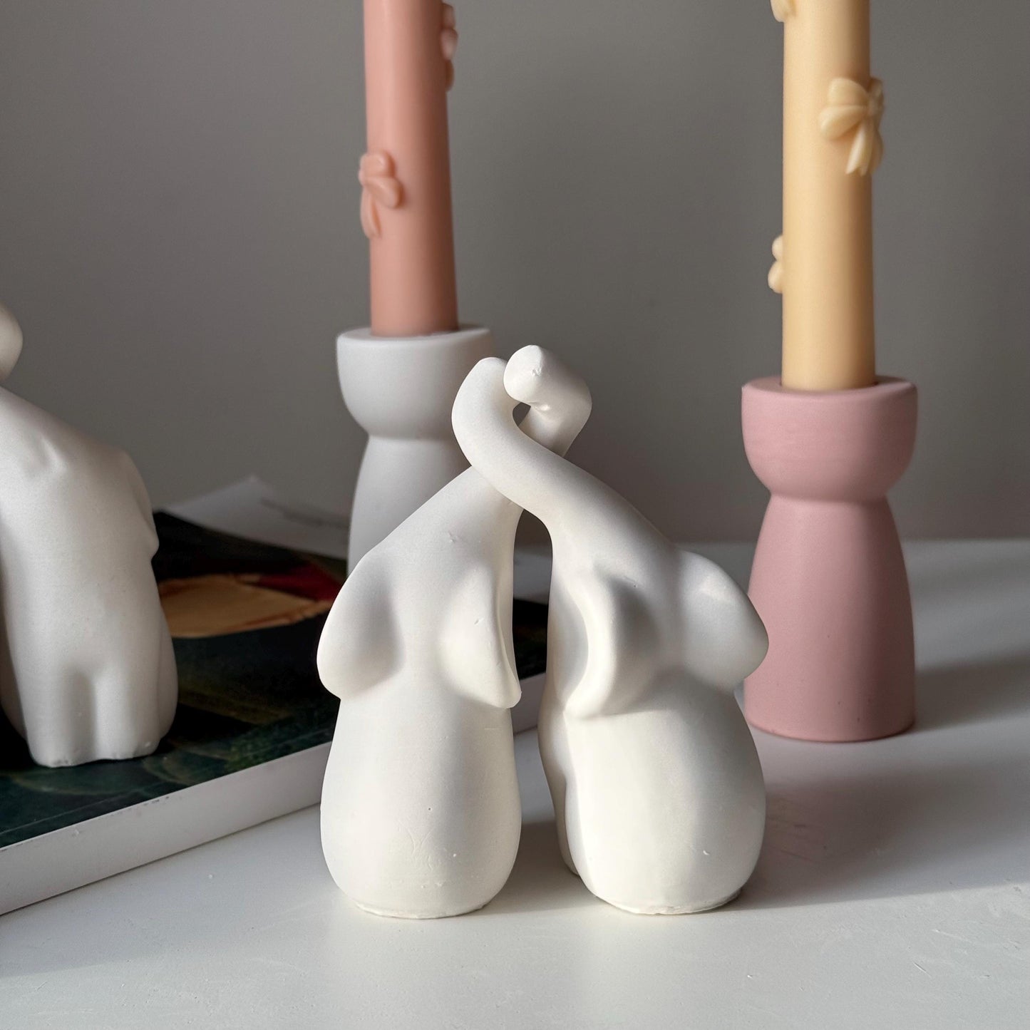 Cute Elefants Couple Stone Decor| Handmade Fun Gift| Cute Decoration| Jesmonite Decoration| Aesthetic Home Decor| Handmade Housewarming Gift-2