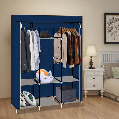 Mobilna szafa do ubrań 130x45x170 cm-niebieska-3