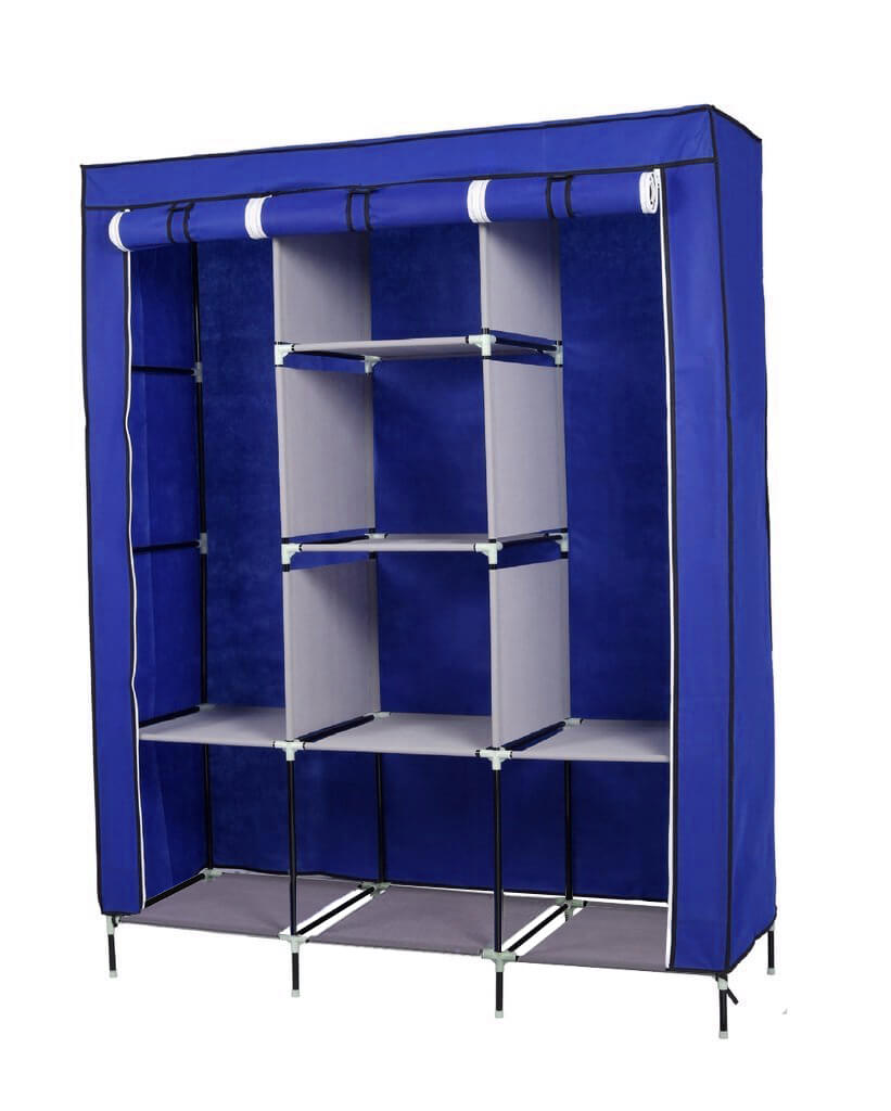 Mobilna szafa do ubrań 130x45x170 cm-niebieska-1