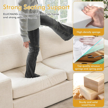Modern 85 Inch Comfy Sofa Deep Seat Couch-4