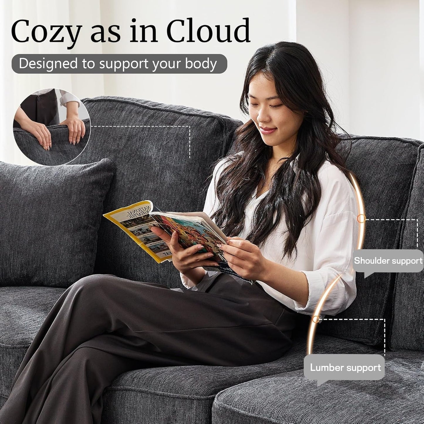 Modern Deep Seat Loveseat Couch for Comfortable Living-2