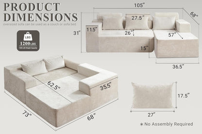 Modern L Shape Sectional Couch With Deep Seating-2