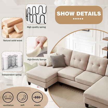 Modern U Shaped Sectional Couch With Double Chaise-4