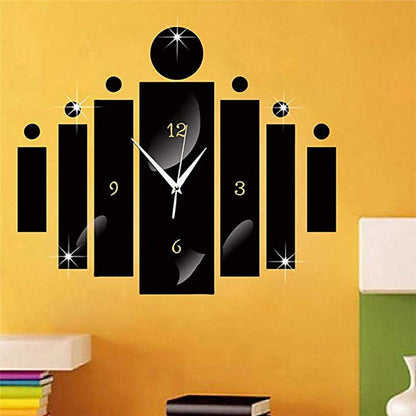 Luxury 3D Black Digital Mirror Silver Wall Clock Modern Design Home Decor Watch Wall Sticker For Home Decoration-2