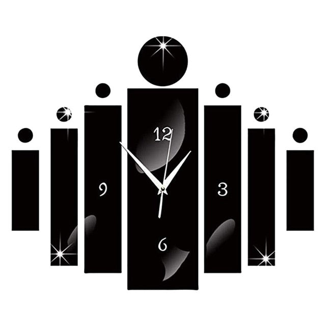Luxury 3D Black Digital Mirror Silver Wall Clock Modern Design Home Decor Watch Wall Sticker For Home Decoration-5