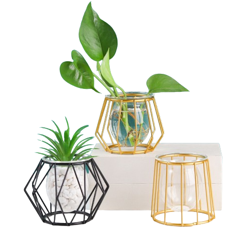 NNEOBA Iron Line Vase Hydroponic Plant Flower Vase Home Decoration Metal Plant Holder Nordic Styles Iron Vases Ornament-1