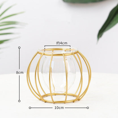 NNEOBA Iron Line Vase Hydroponic Plant Flower Vase Home Decoration Metal Plant Holder Nordic Styles Iron Vases Ornament-4