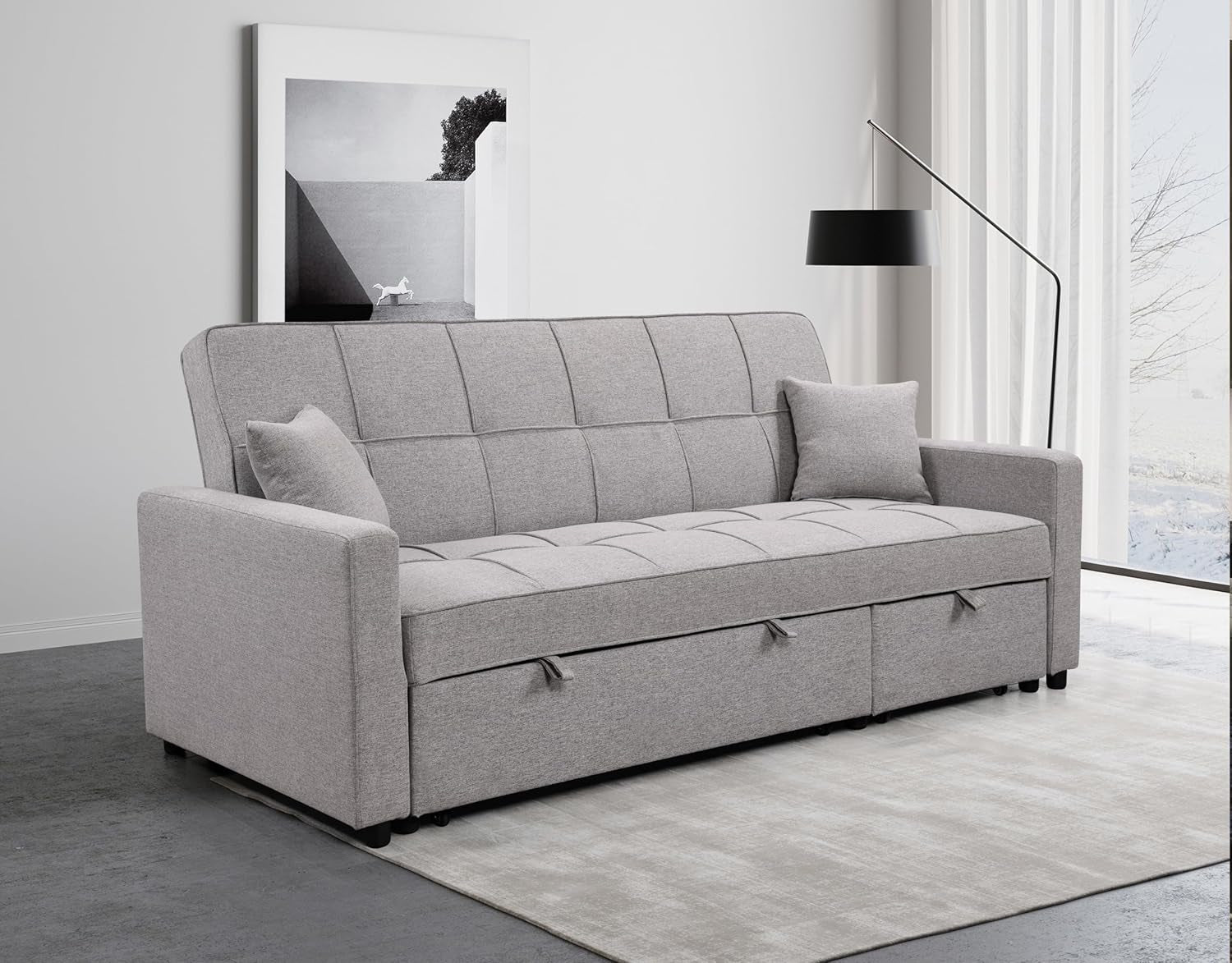Queen Size Sleeper Sofa Couch with Adjustable Backrest-1