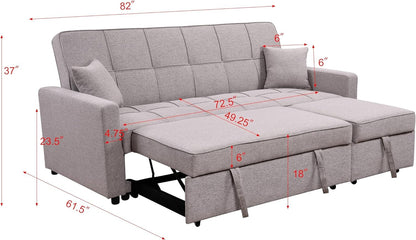 Queen Size Sleeper Sofa Couch with Adjustable Backrest-2