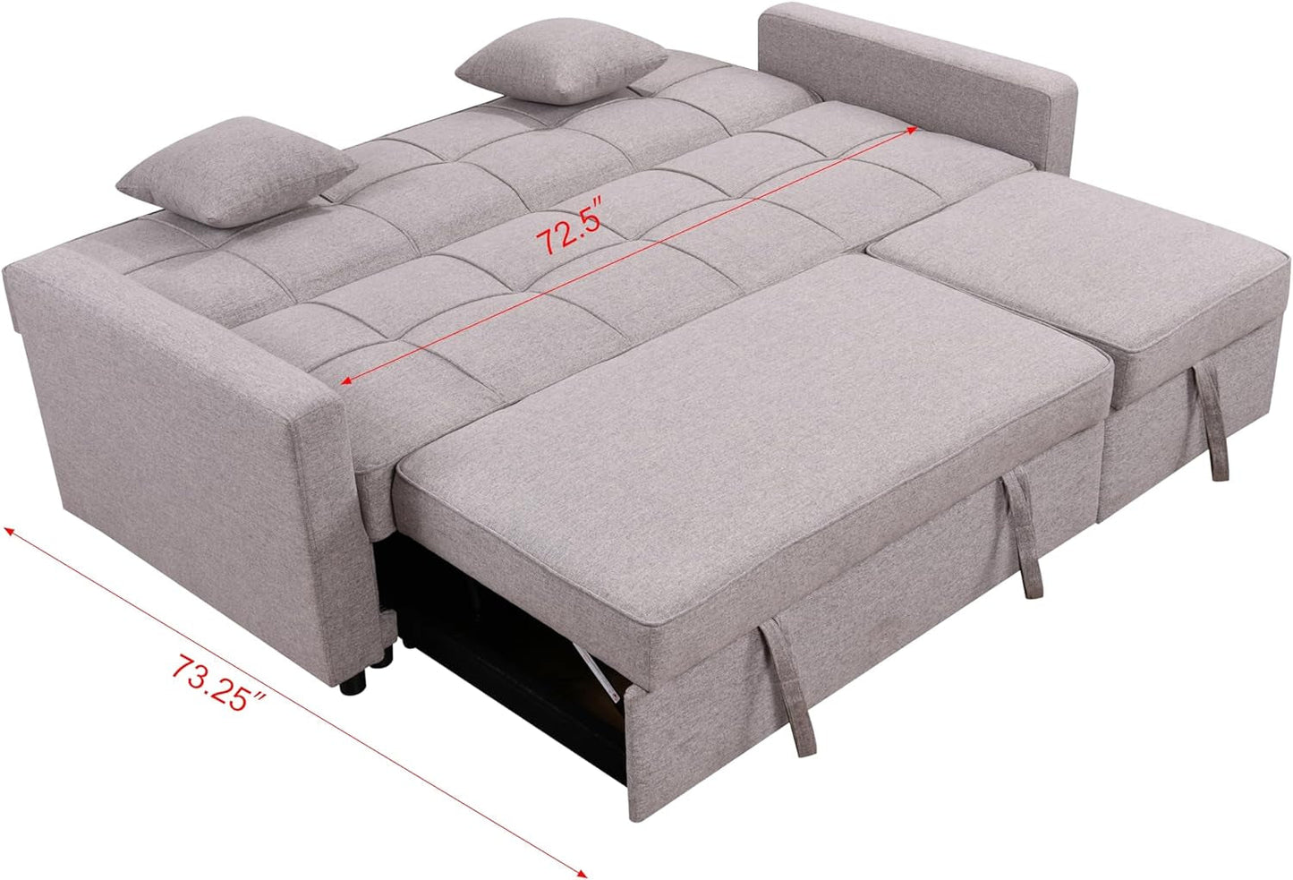 Queen Size Sleeper Sofa Couch with Adjustable Backrest-4