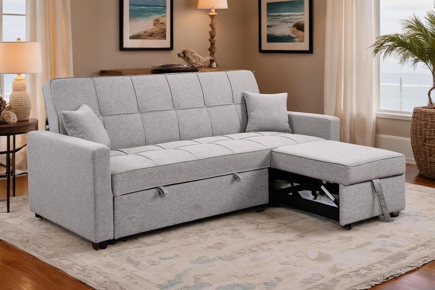 Queen Size Sleeper Sofa Couch with Adjustable Backrest-3