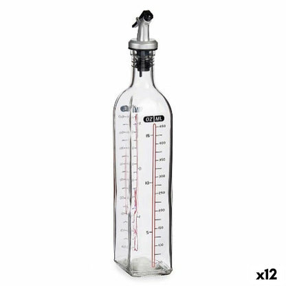 Aceitera Vivalto 500 ml – Cristal Transparente con Tapa de Silicona y Polipropileno (Pack de 12 Unidades)