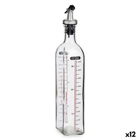 Aceitera Vivalto 500 ml – Cristal Transparente con Tapa de Silicona y Polipropileno (Pack de 12 Unidades)