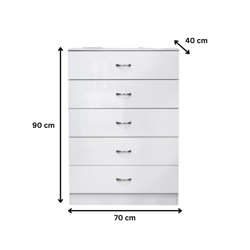 NNECN 5 Layer White Drawer Chest Storage with Bedside Table-4