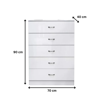 NNECN 5 Layer White Drawer Chest Storage with Bedside Table-4