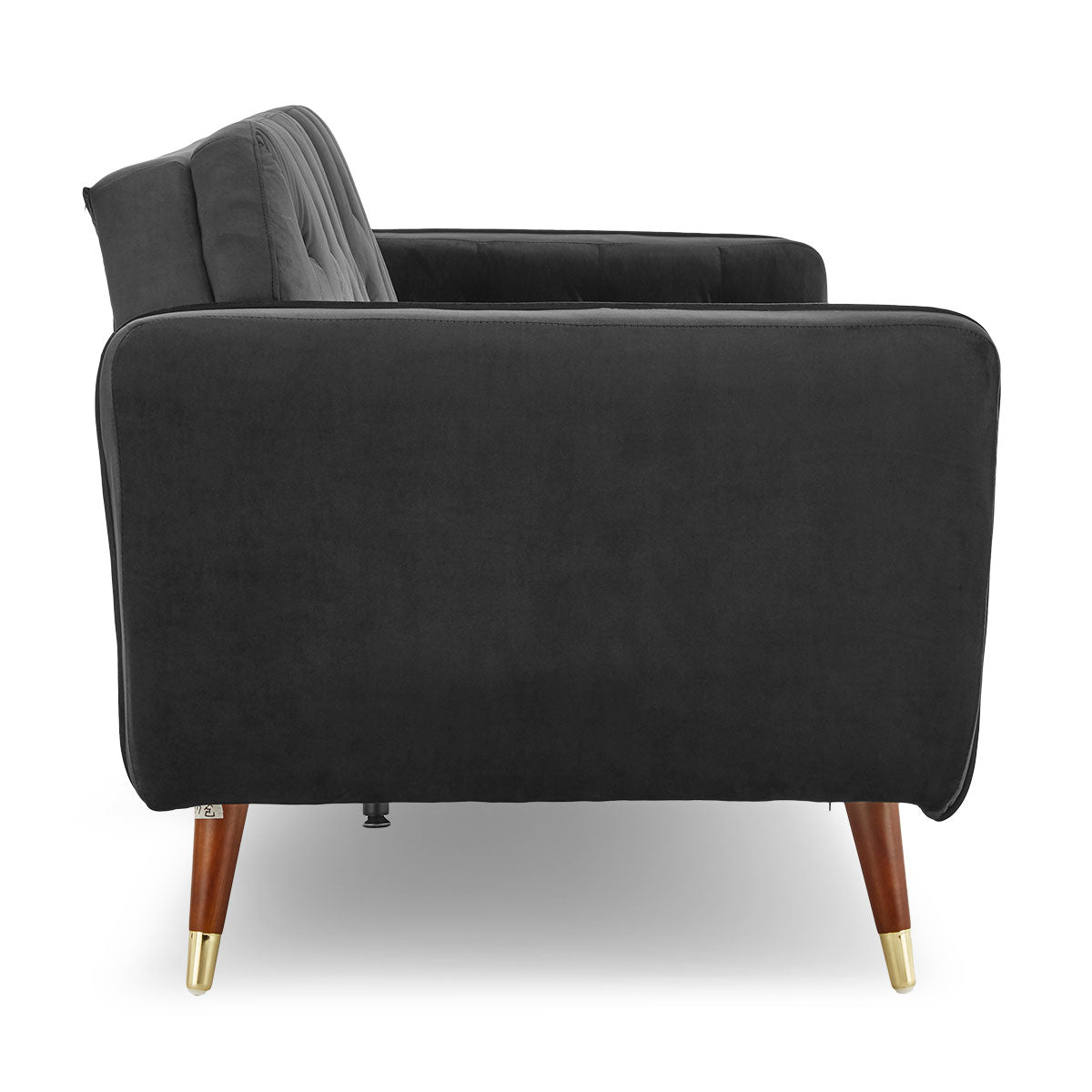 NNEDPE Sarantino Faux Velvet Tufted Sofa Bed Couch Futon - Black-4