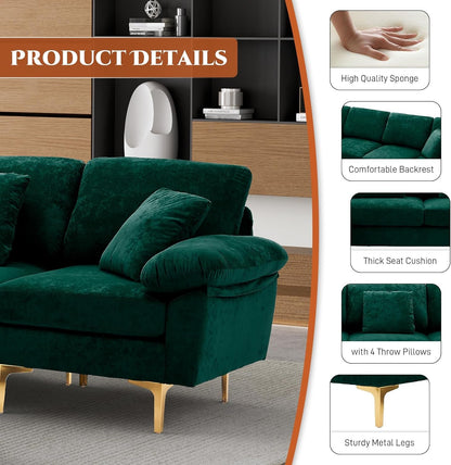 Stylish U Shaped Sectional Sofa Couch with Ottoman-3
