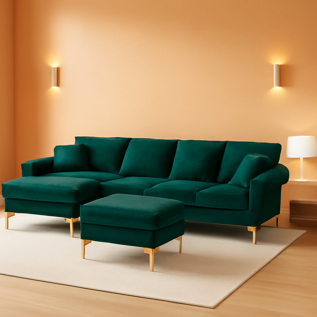 Stylish U Shaped Sectional Sofa Couch with Ottoman-0