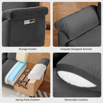 Velvet Deep Couch for Small Spaces with Storage-2