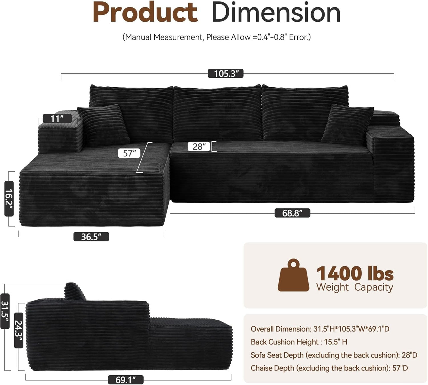 Versatile L Shaped Modular Couch for Living Room-1